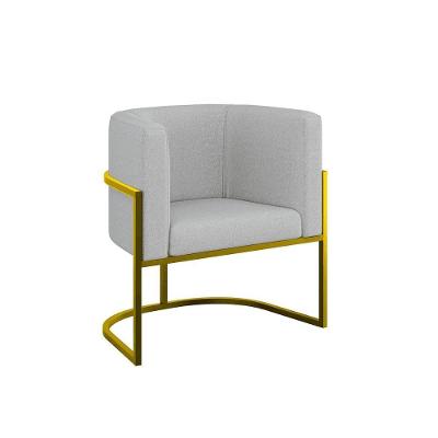 Cadeira Poltrona Lua Bouclê Base De Metal Dourada Reforçada Cinza