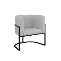 Cadeira Poltrona Lua Bouclê Base De Metal Preta Reforçada Cinza - 1