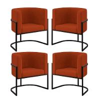 Kit 04 Cadeiras Poltrona Lua Preto Balaqui Terracota - 1