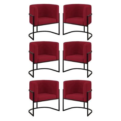 Kit 06 Cadeiras Poltrona Lua Preto Balaqui Marsala