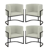 Kit 4 Cadeiras Poltrona Lua Boucle Preto Balaqui Bege - 1