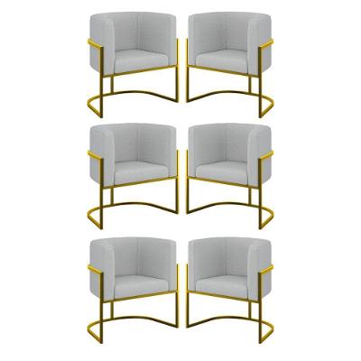 Kit 6 Cadeiras Poltrona Lua Bouclê Gold Balaqui Cinza