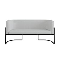 Kit Sofá 2 Lugares + 2 Poltronas Bouclê Preto Cinza