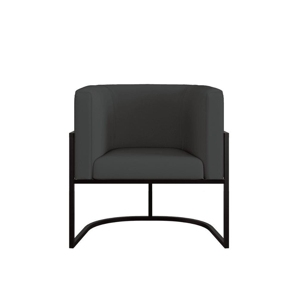 Kit Sofá 2 Lugares + 2 Poltronas Corino Preto Cinza - 7