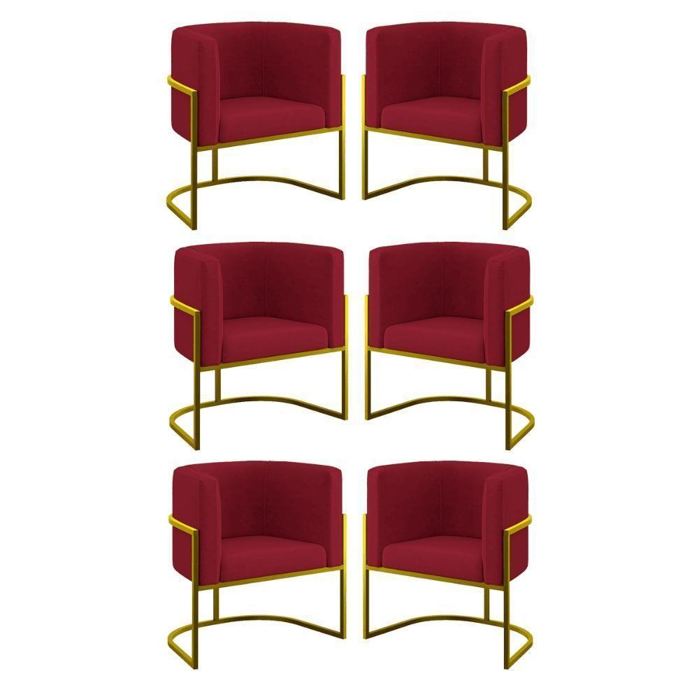 Kit 06 Cadeiras Poltrona Lua Gold Balaqui Marsala - 1