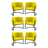 Kit 06 Cadeiras Poltrona Lua Preto Balaqui Amarelo - 1