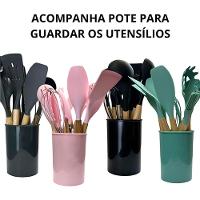 Kit 12 Peças Jogo De Cozinha De Silicone Resistente A Altas Temperaturas Utensílios - Preto - 2