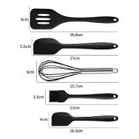 Kit 5 Peças Jogo De Cozinha De Silicone Resistente A Altas Temperaturas Conjunto De Utensílios Preto - 3
