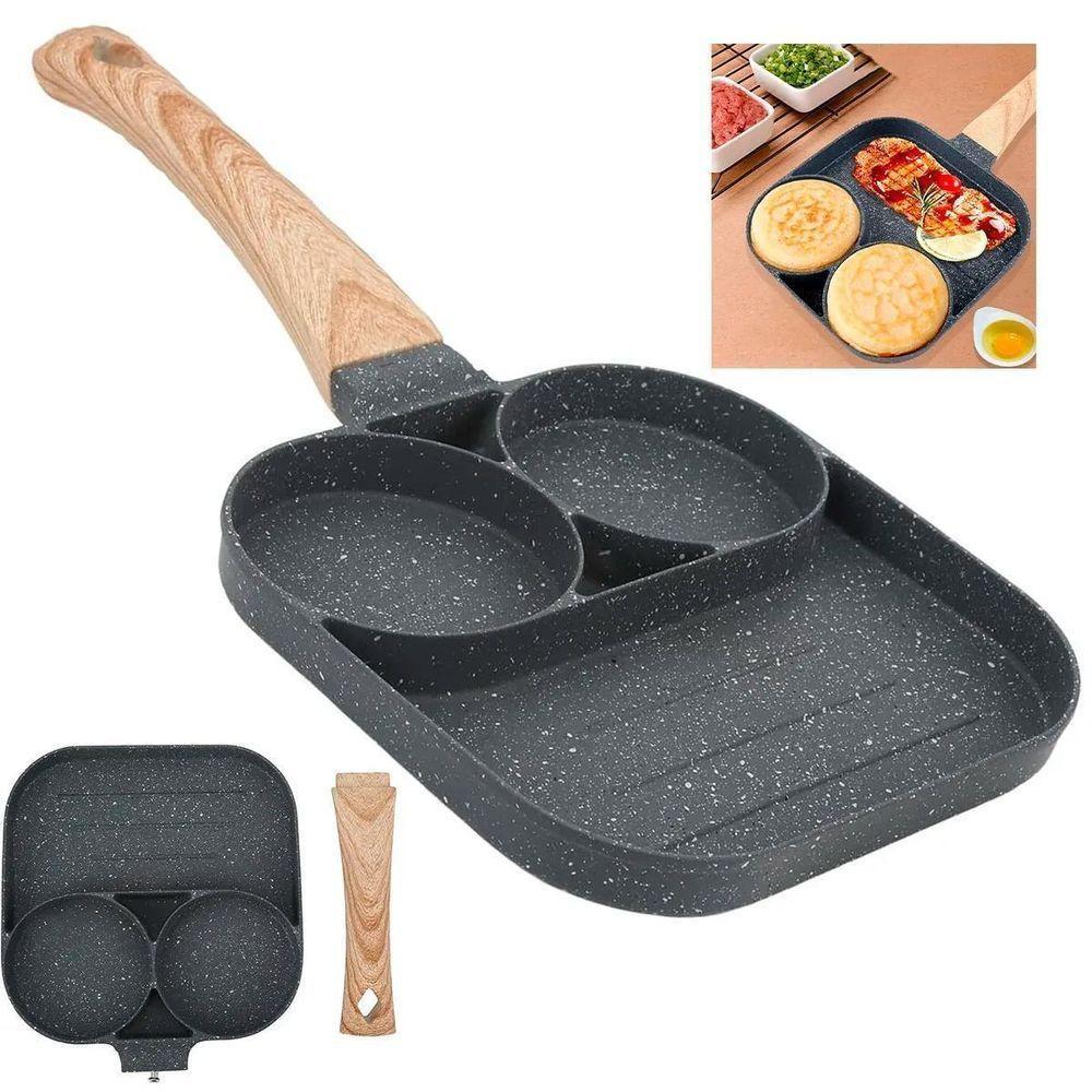 Frigideira Anti Aderente 2 Buraco Para Ovo Hamburguer Carne - 1