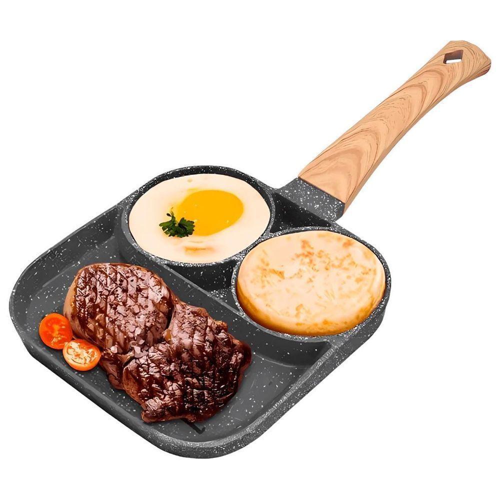 Frigideira Antiaderente 3 Divisórias Ovos Hambúrguer e Carnes - 9