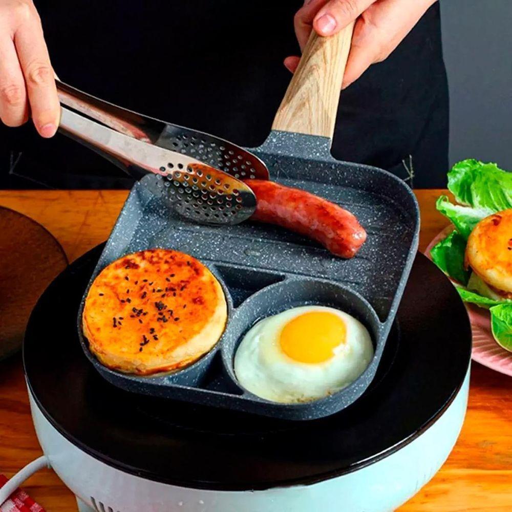 Frigideira Anti Aderente 2 Buraco Para Ovo Hamburguer Carne - 4