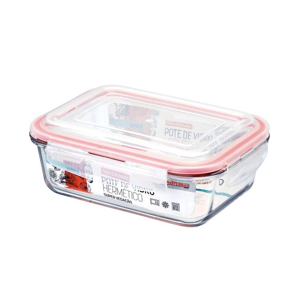 Pote Vidro Hermética Marmita Tampa Silicone 1040ml Grande - 1