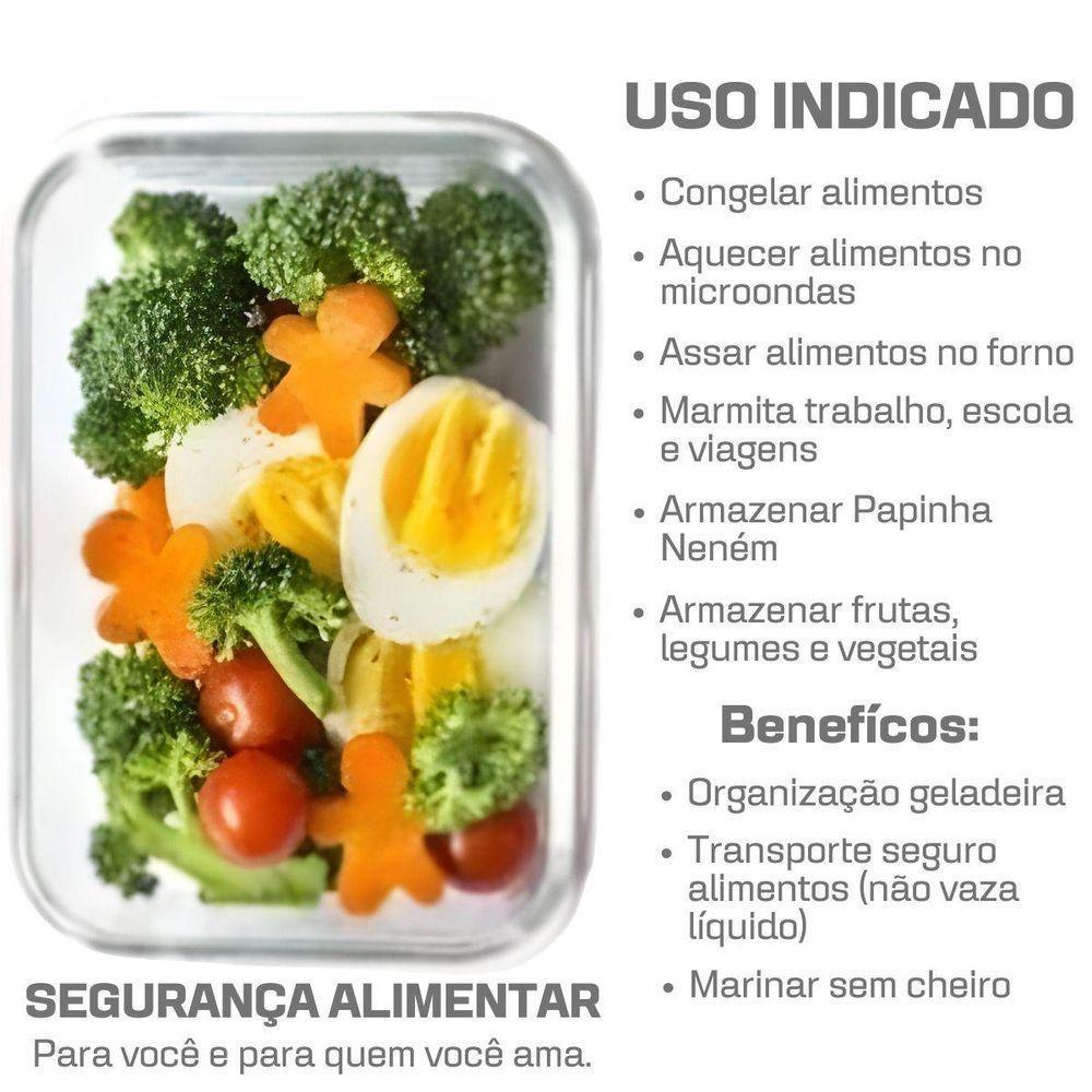 Pote Vidro Hermética Marmita Tampa Silicone 1040ml Grande - 6