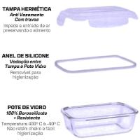 Pote Vidro Hermética Marmita Tampa Silicone 1040ml Grande - 2