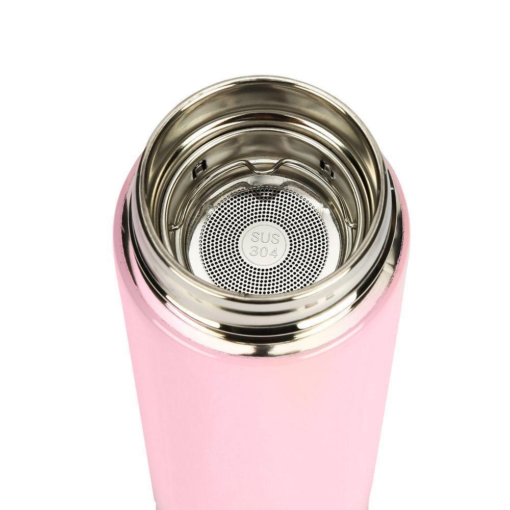 Garrafa Térmica Inteligente De Inox 500ml Tampa C/sensor De Temperatura Led água Café Chá Rosa Bebe - 3