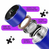 Garrafa Térmica Inteligente De Inox 500ml Tampa C/sensor De Temperatura Led água Café Chá Azul - 6