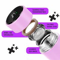 Garrafa Térmica Inteligente De Inox 500ml Tampa C/sensor De Temperatura Led água Café Chá Rosa Bebe - 5