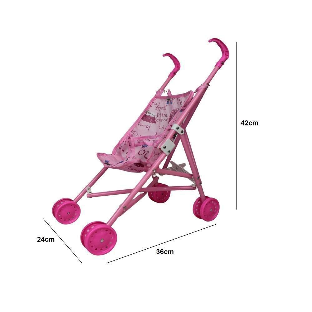 Boneca Bebe Com Carrinho De Passeio Dobravel Infantil Reborn Brinquedo - 2