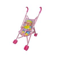 Boneca Bebe Com Carrinho De Passeio Dobravel Infantil Reborn Brinquedo - 1