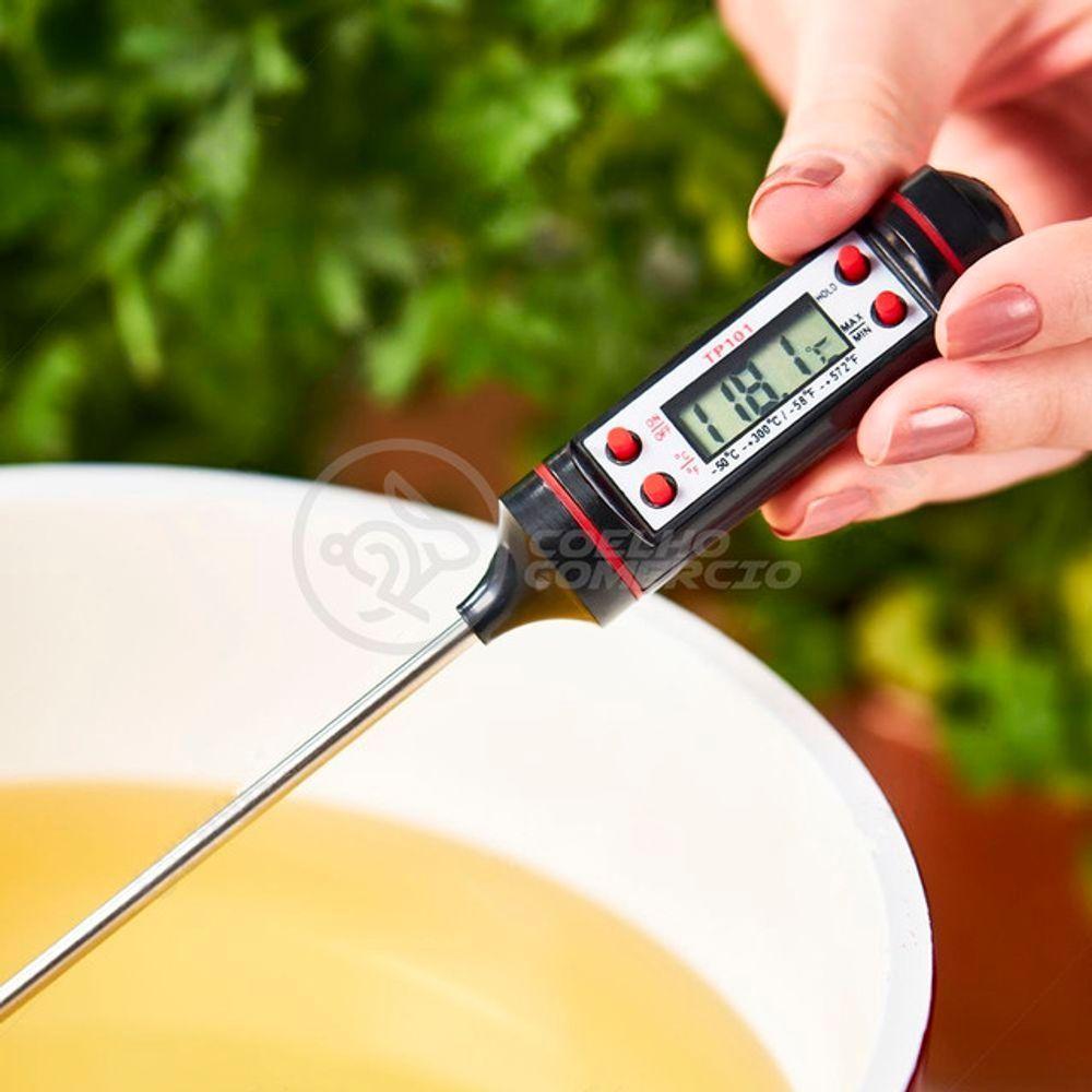 Termômetro Culinário Cozinha Digital Com Espeto Alimentos E Líquidos Mede -50ºc A +300ºc - 6