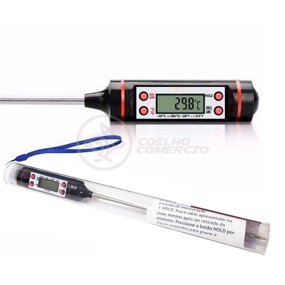 Termômetro Culinário Cozinha Digital Com Espeto Alimentos E Líquidos Mede -50ºc A +300ºc - 1