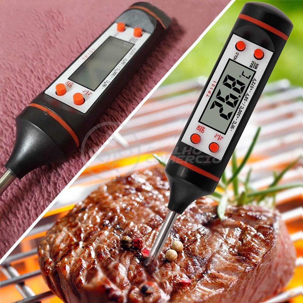 Termômetro Culinário Cozinha Digital Com Espeto Alimentos E Líquidos Mede -50ºc A +300ºc - 2