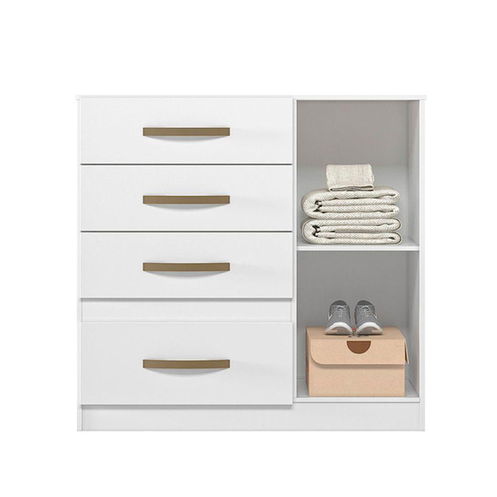 Cômoda Sapateira Com 5 Gavetas 1 Porta 98x100cm Vênus Moval Cor:branco Flex - 3