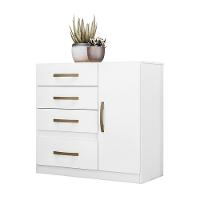 Cômoda Sapateira Com 5 Gavetas 1 Porta 98x100cm Vênus Moval Cor:branco Flex - 2