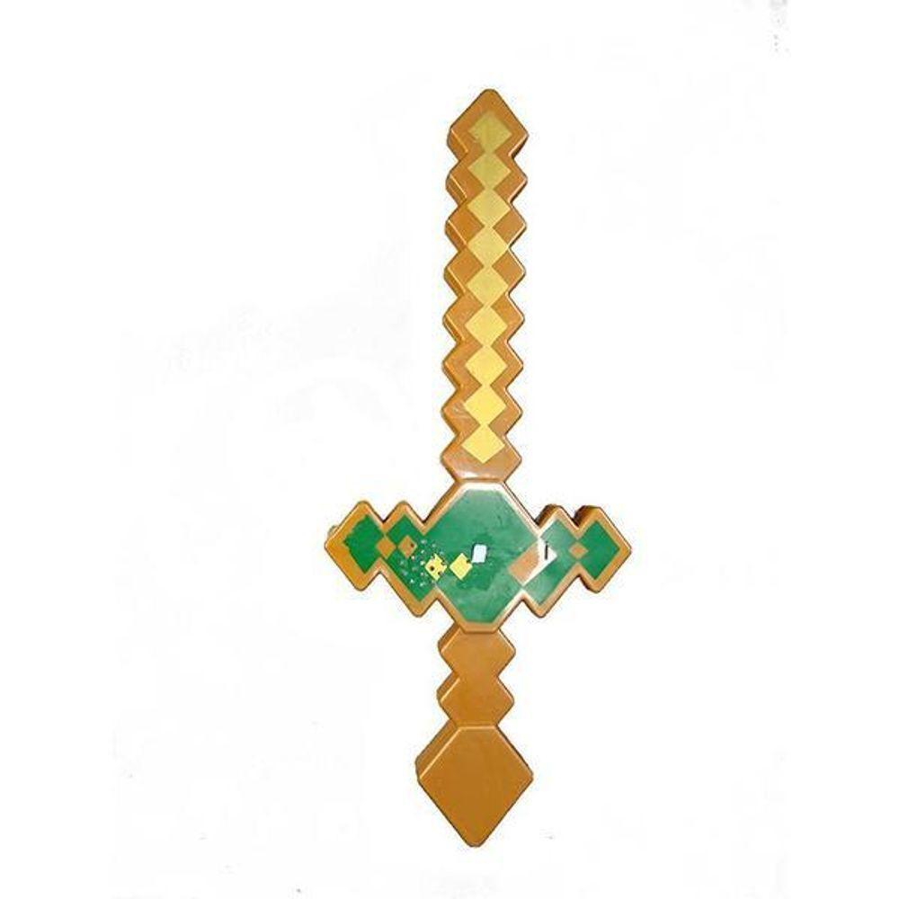 Espada Pixel Minecraft 58cm Diamante Som E Luz + Pilha- Azul - 1