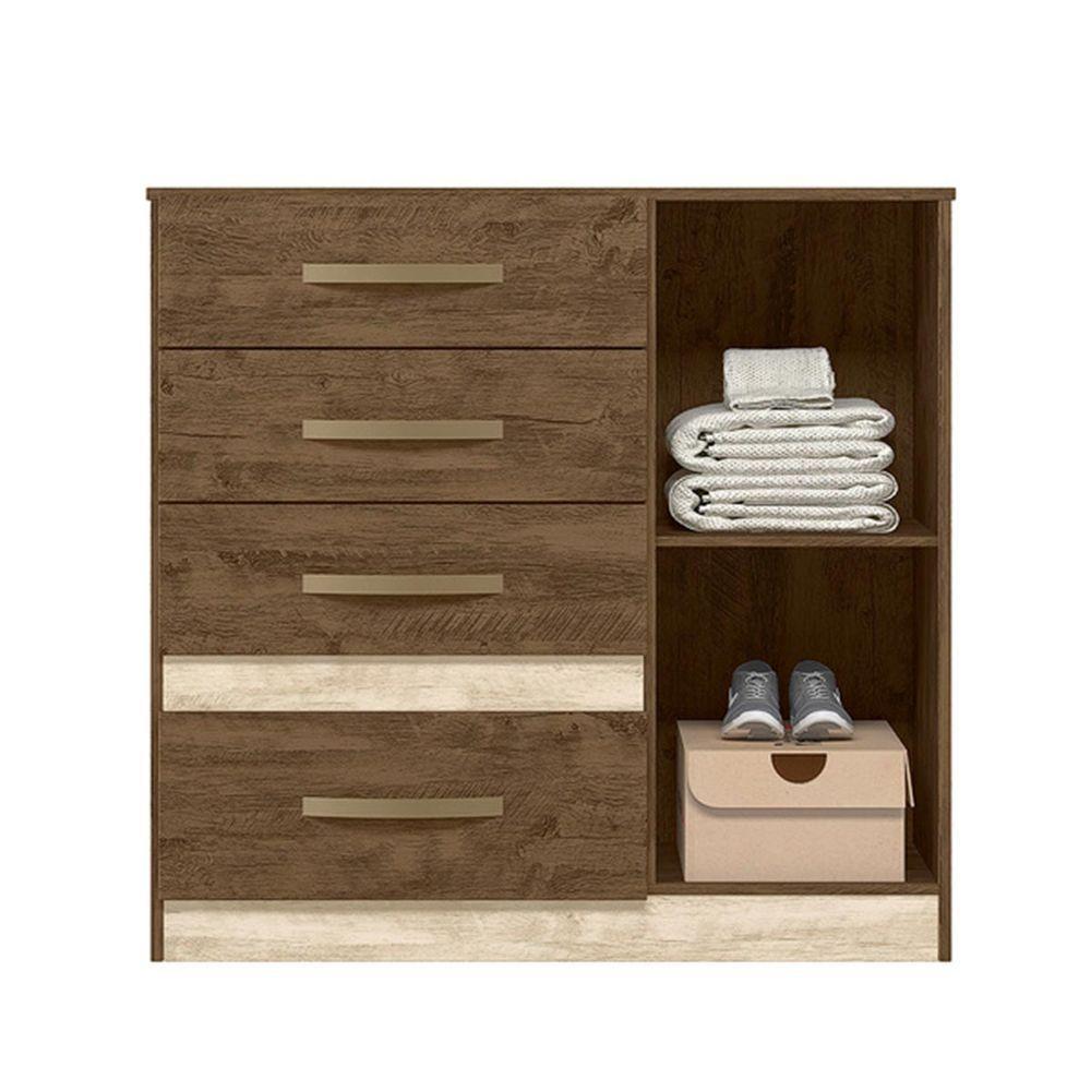 Cômoda Sapateira Com 5 Gavetas 1 Porta 98x100cm Vênus Moval Cor:castanho/avelã - 3
