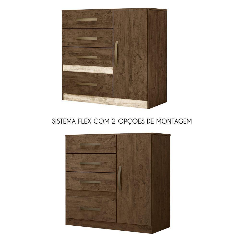 Cômoda Sapateira Com 5 Gavetas 1 Porta 98x100cm Vênus Moval Cor:castanho/avelã - 5