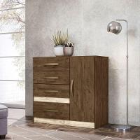 Cômoda Sapateira Com 5 Gavetas 1 Porta 98x100cm Vênus Moval Cor:castanho/avelã - 1