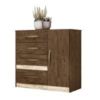 Cômoda Sapateira Com 5 Gavetas 1 Porta 98x100cm Vênus Moval Cor:castanho/avelã - 2