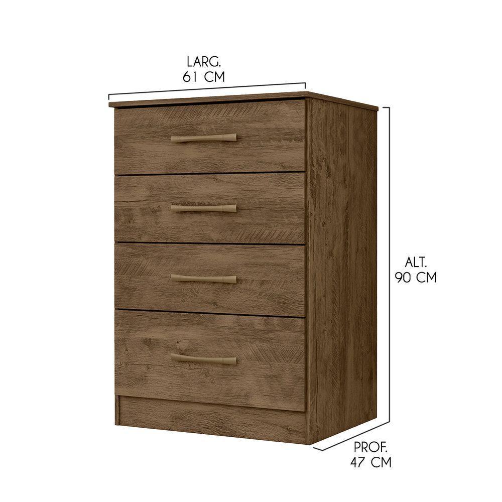 Cômoda Com 4 Gavetas 61x90cm Ms913 Moval Cor:castanho - 3