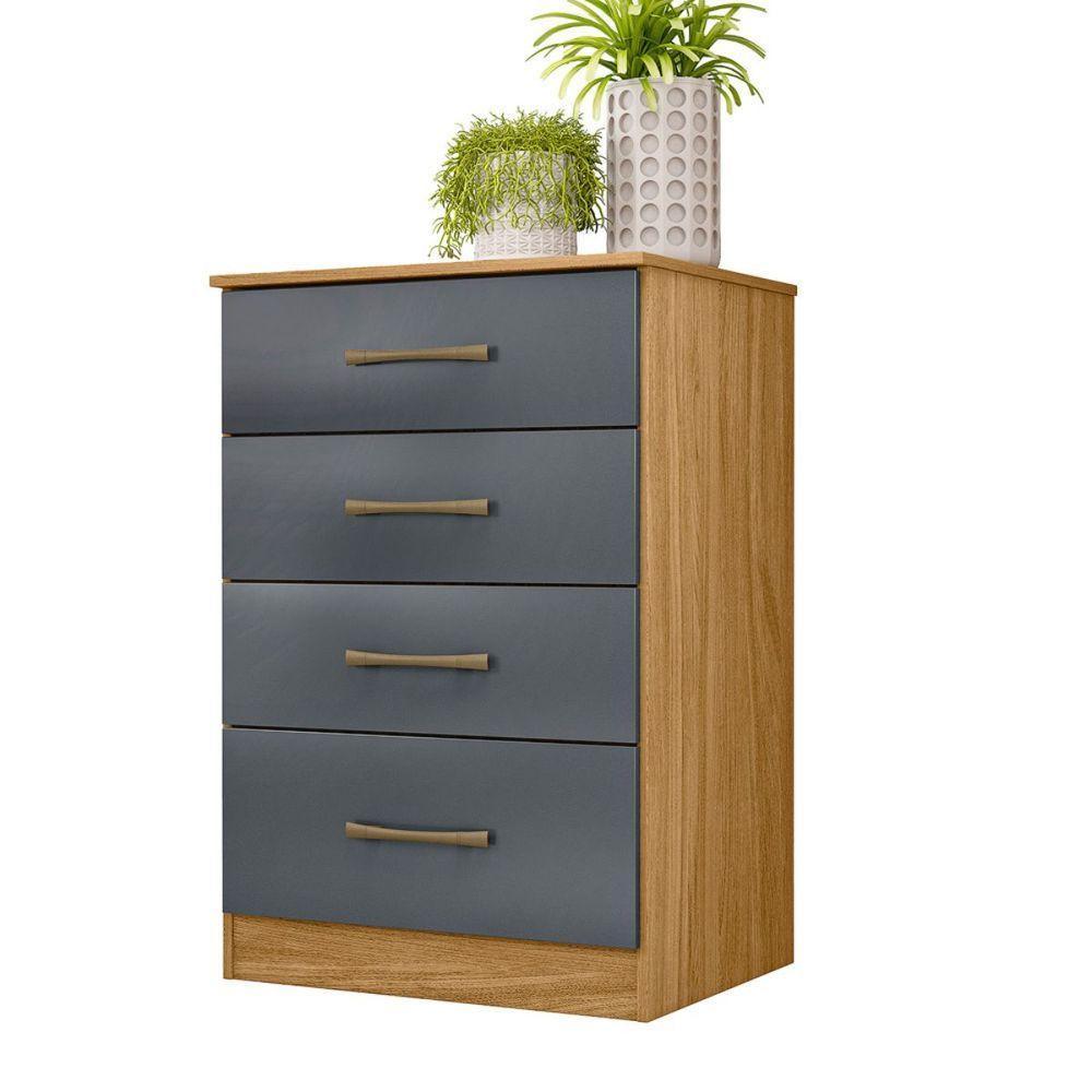 Cômoda Com 4 Gavetas 61x90cm Ms913 Moval Cor:freijó/cinza - 2
