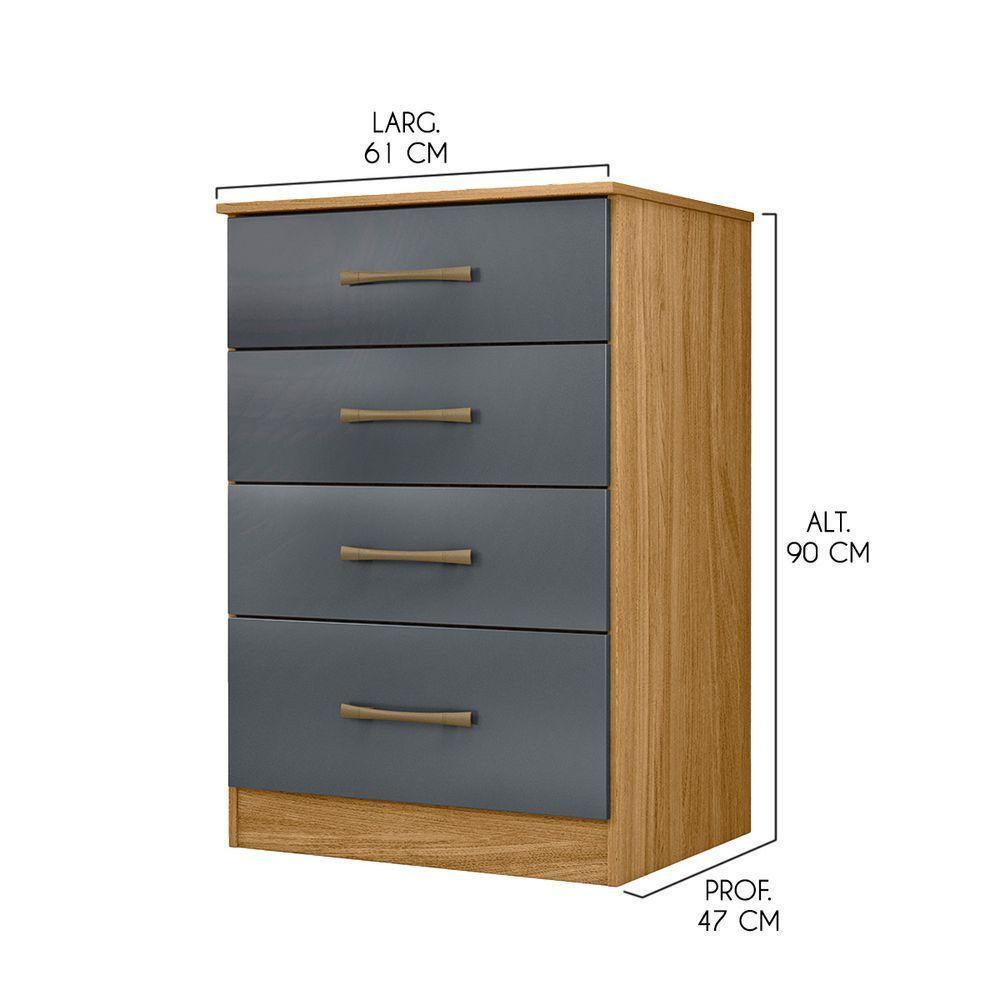 Cômoda Com 4 Gavetas 61x90cm Ms913 Moval Cor:freijó/cinza - 3