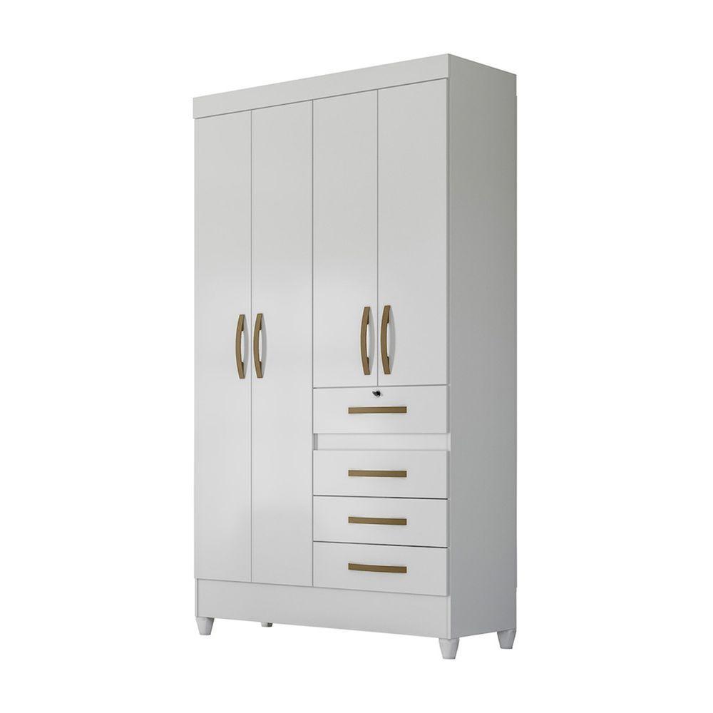 Guarda Roupa Solteiro com 4 Portas 4 Gavetas 110x204cm Sobral Moval Branco Flex - 2
