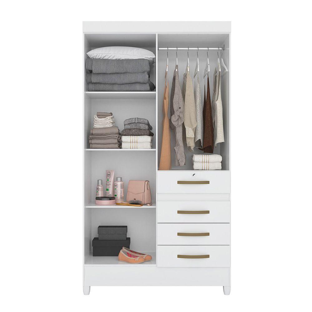 Guarda Roupa Solteiro com 4 Portas 4 Gavetas 110x204cm Sobral Moval Branco Flex - 3