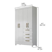 Guarda Roupa Solteiro com 4 Portas 4 Gavetas 110x204cm Sobral Moval Branco Flex