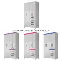 Guarda Roupa Solteiro com 4 Portas 4 Gavetas 110x204cm Sobral Moval Branco Flex - 5