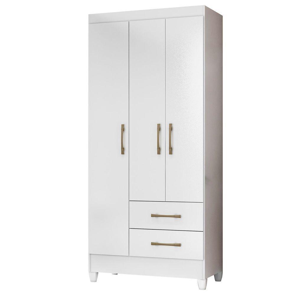 Guarda Roupa de Solteiro com 3 Portas 82x182cm Lima Moval Branco Flex - 2