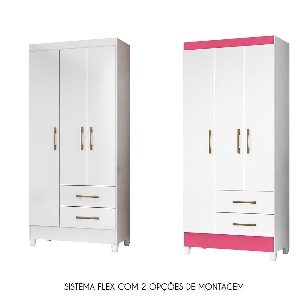 Guarda Roupa de Solteiro com 3 Portas 82x182cm Lima Moval Branco Flex - 5