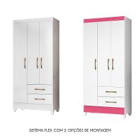 Guarda Roupa de Solteiro com 3 Portas 82x182cm Lima Moval Branco Flex - 5
