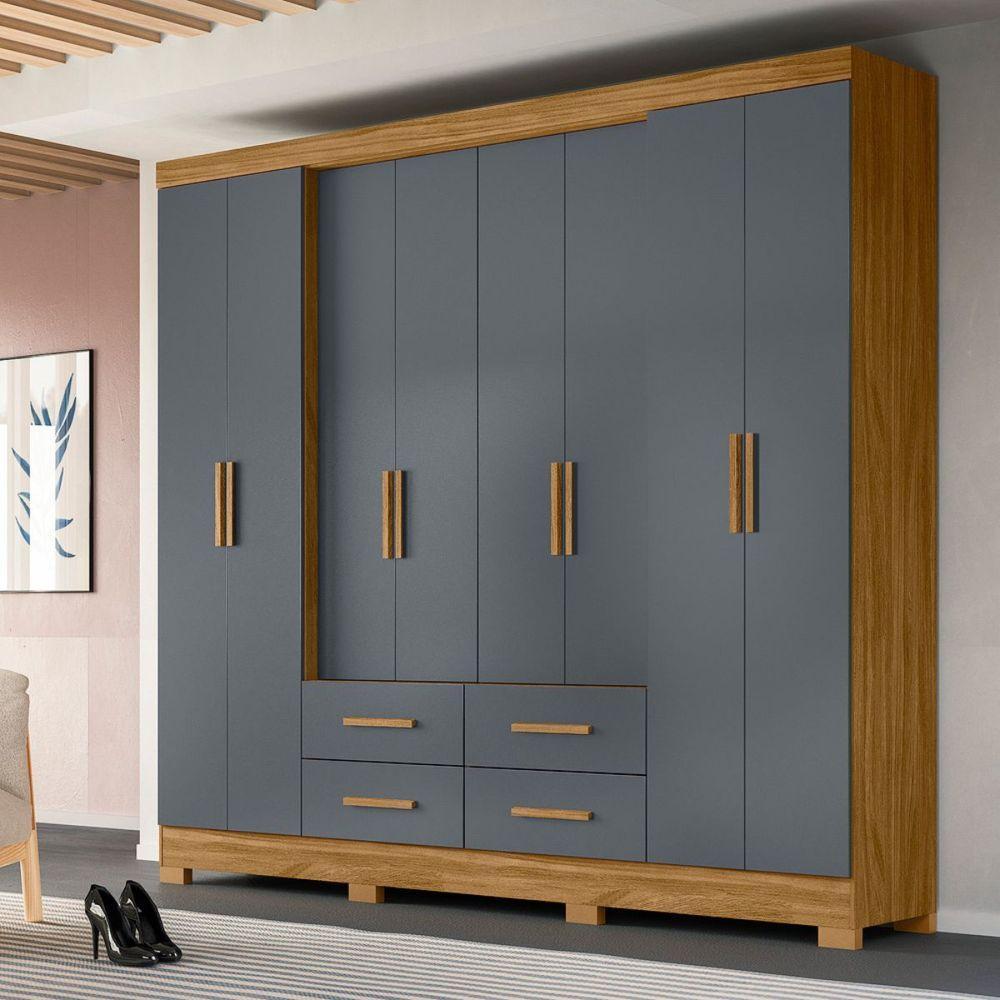 Guarda Roupa Casal Grande com 8 Portas 273x222cm San Lorenzo Moval Freijó Cinza - 1