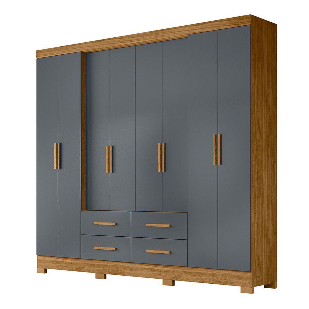 Guarda Roupa Casal Grande com 8 Portas 273x222cm San Lorenzo Moval Freijó Cinza - 2