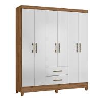 Guarda Roupa Casal 6 Portas 2 Gavetas 153x182cm Panamá Moval Naturale Branco - 2