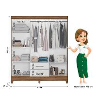 Guarda Roupa Casal 6 Portas 2 Gavetas 153x182cm Panamá Moval Naturale Branco - 3