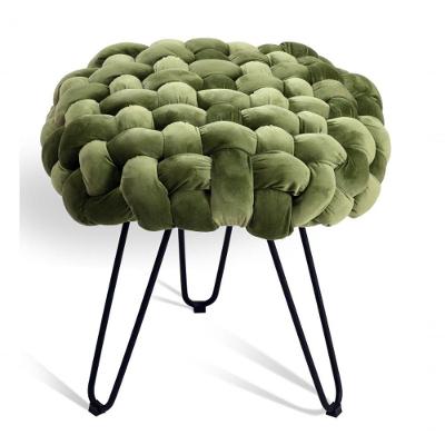 Puff Estofado Verde Redondo Orgânico 0,50x0,50 Mt Base Metal Tree