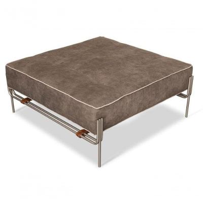 Puff Estofado Tecido Marrom 1,00x1,00x0,40mt Base De Metal Inori