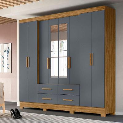 Guarda Roupa Casal Grande com Espelho 273x222cm San Lorenzo Moval Freijó Cinza